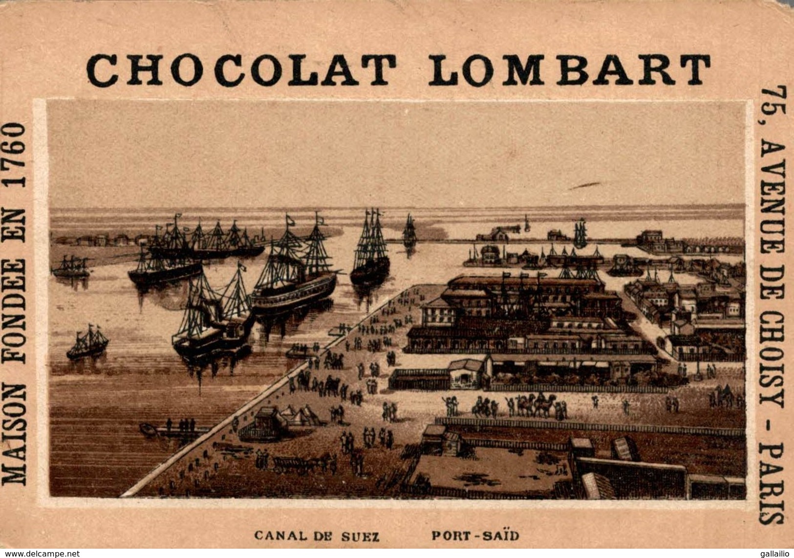 CHROMO CHOCOLAT LOMBART CANAL DE SUEZ PORT SAID - Lombart