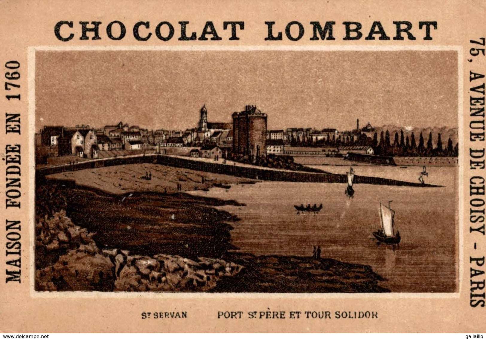 CHROMO CHOCOLAT LOMBART SAINT SERVAN PORT SAINT PERE ET TOUR SOLIDOR - Lombart