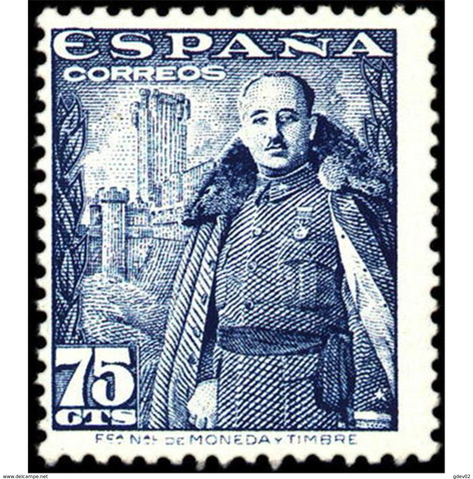 ES1031STV-LFT***1031TMI.España.Spain  Espagne. General FRANCO Y El CASTILLO DE LA MOTA.1948/54. (Ed 1031**) Sin Charnela - Militaria