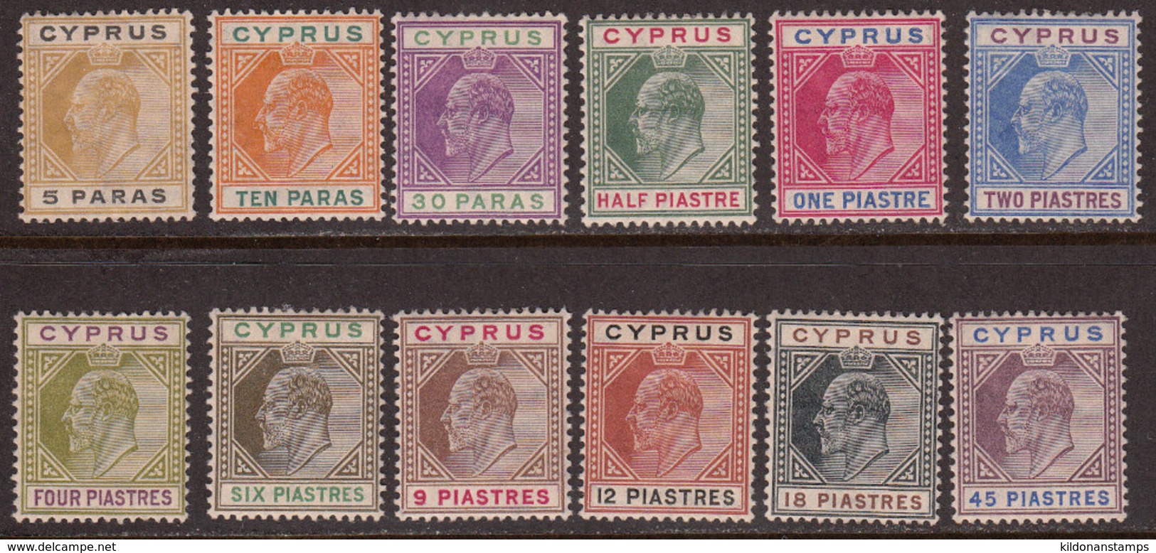 Cyprus 1904-10 Full Set, Mint Mounted, See Desc, Sc# 48-59 / SG 60-71 - Cyprus (...-1960)