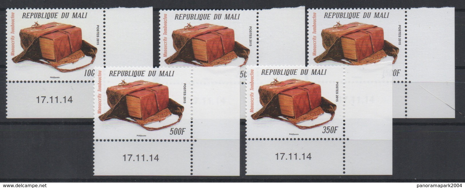 Mali 2015 Mi. 2644 - 2648 Coin Daté 17.11.14 Manuscrits Tombouctou Manuskripte Aus Timbuktu MNH 5val. - Mali (1959-...)