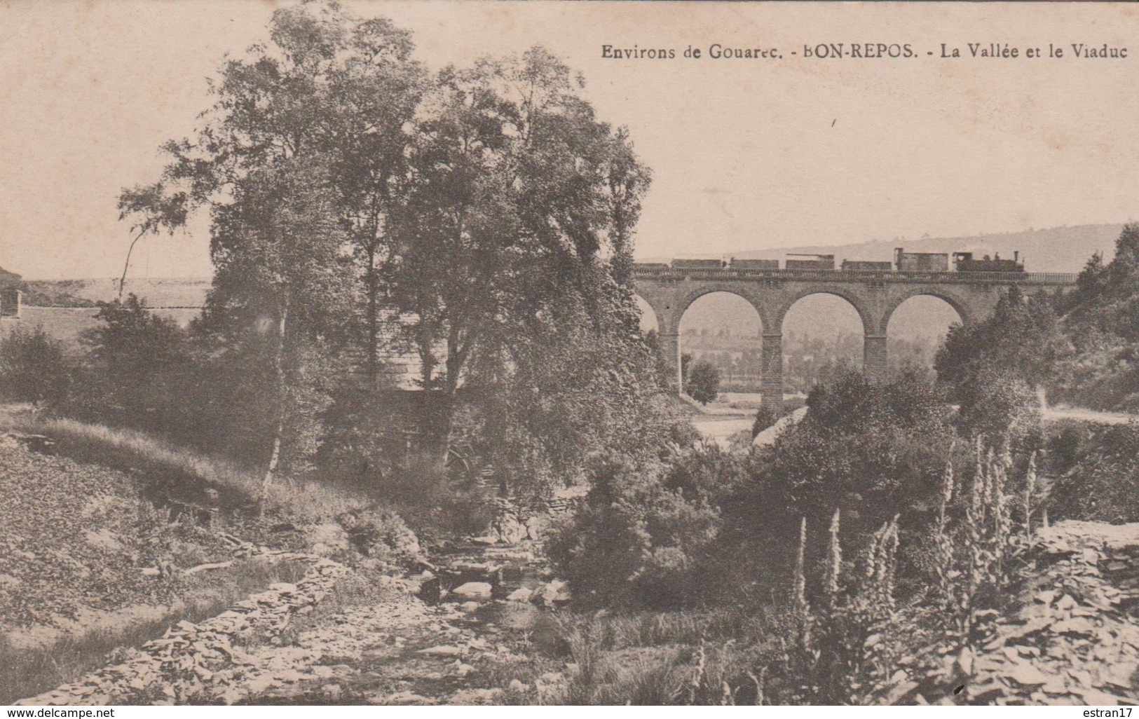 22 GOUAREC BON REPOS LA VALLEE ET LE VIADUC AVEC TRAIN - Gouarec