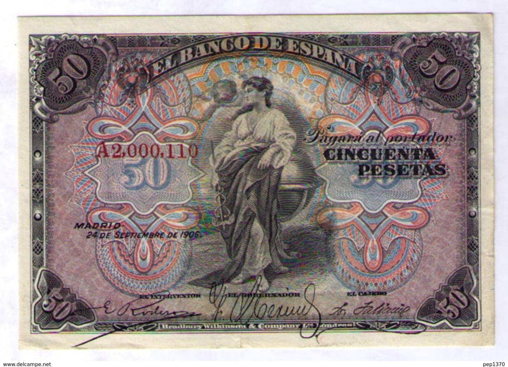 BILLETE DE 50 PESETAS DE 1906 - MUY BONITO - 50 Peseten