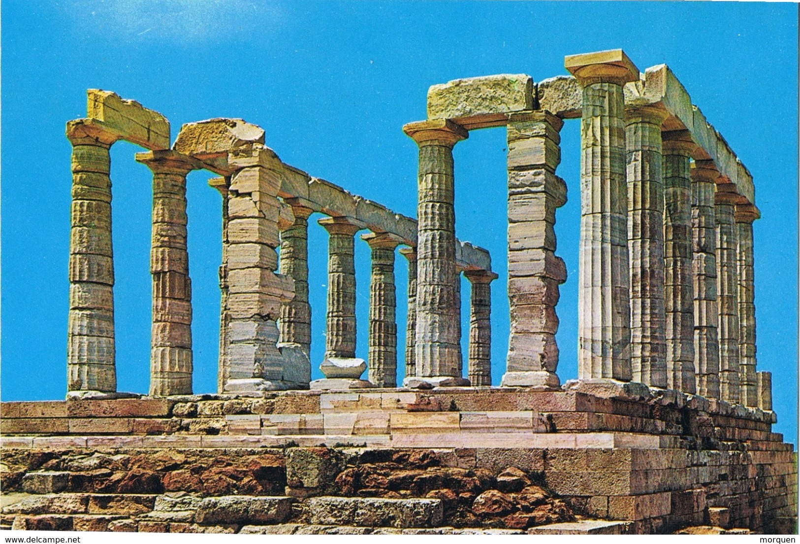 24030. Postal CAP SUNION (al Sur De Atenas) Grecia, Templo De Poseidon. Arqueologia - Grecia