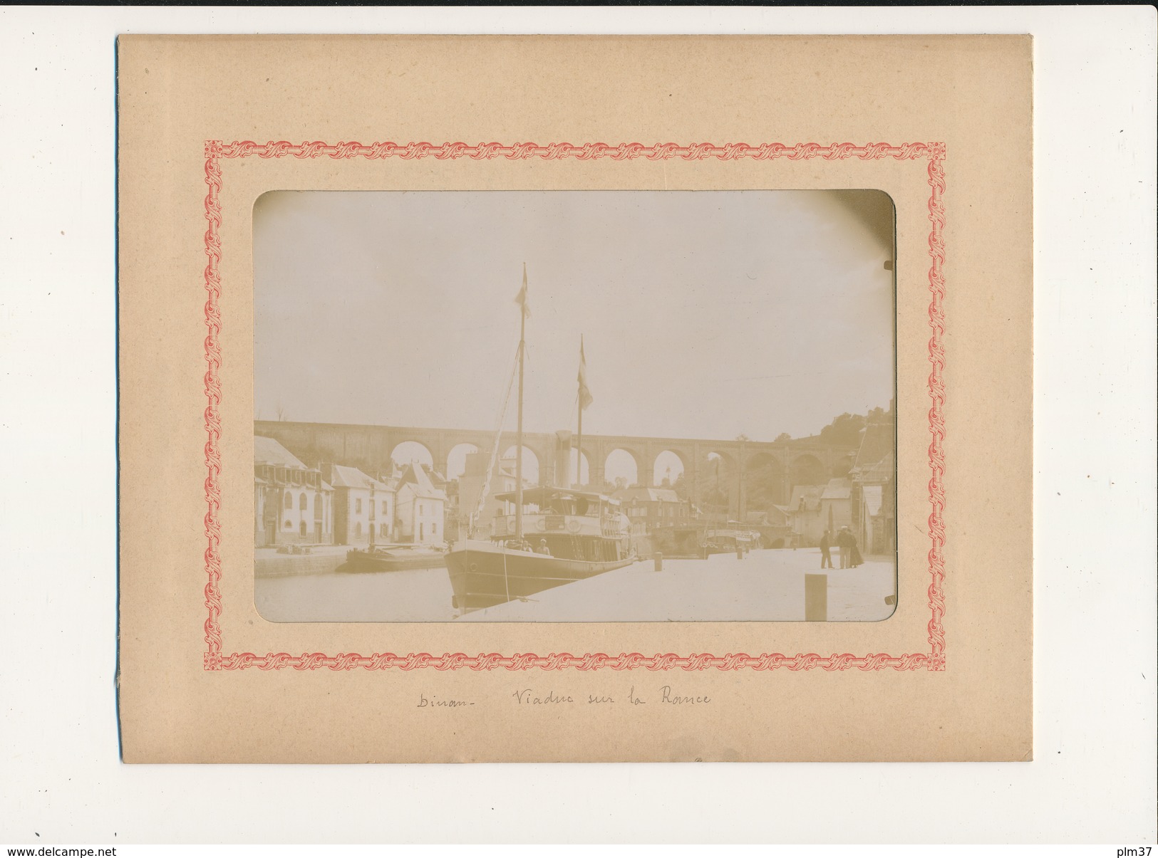 DINAN , Viaduc Sur La Rance - Photo Glissée Dans Un Cadre Carton Légendé - 2 Scans - Alte (vor 1900)