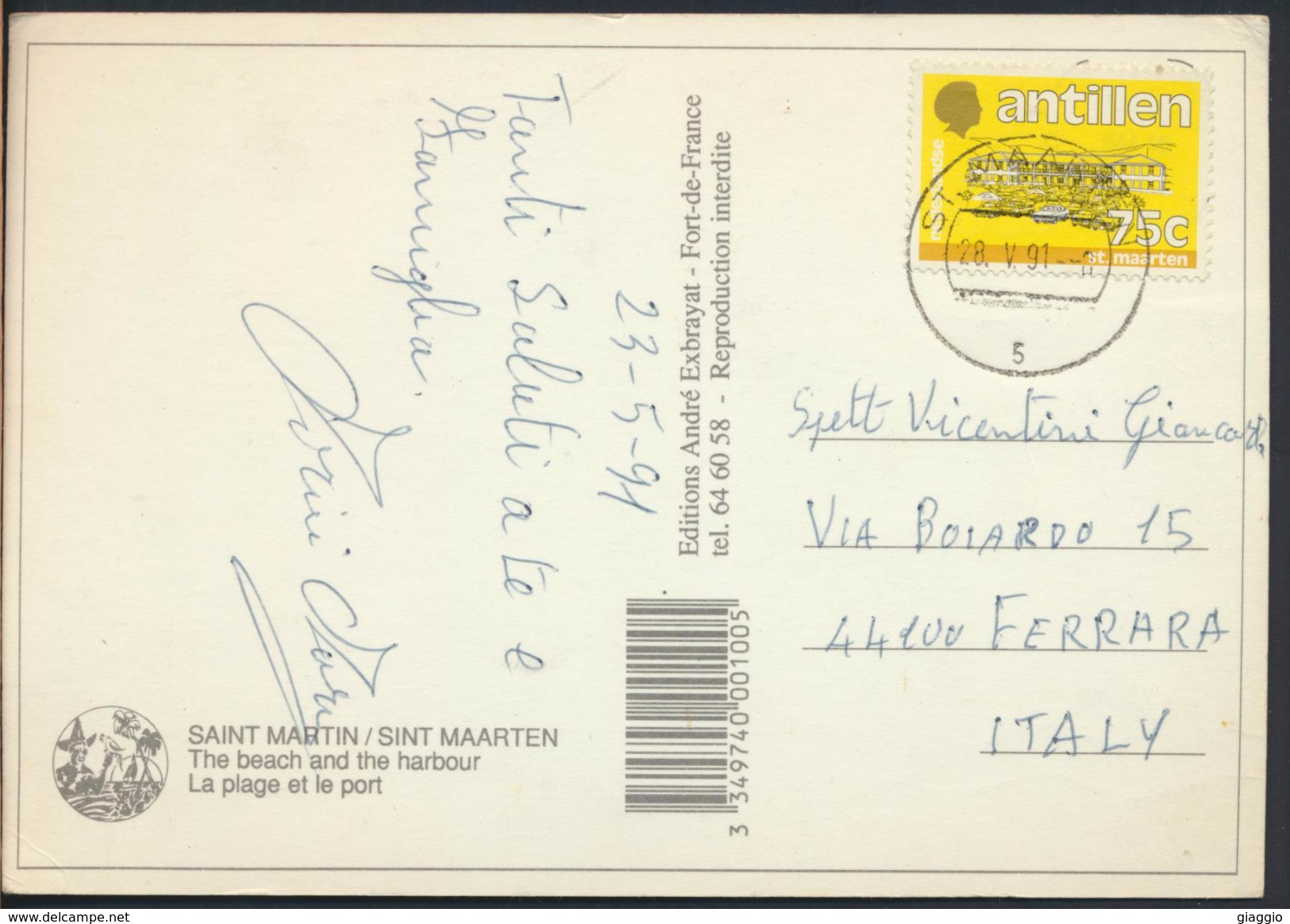 °°° 3766 - NEDERLAND ANTILLEN - ST. MARTIN - THE BEACH AND THE HARBOUR - 1991 With Stamps °°° - Saint-Martin