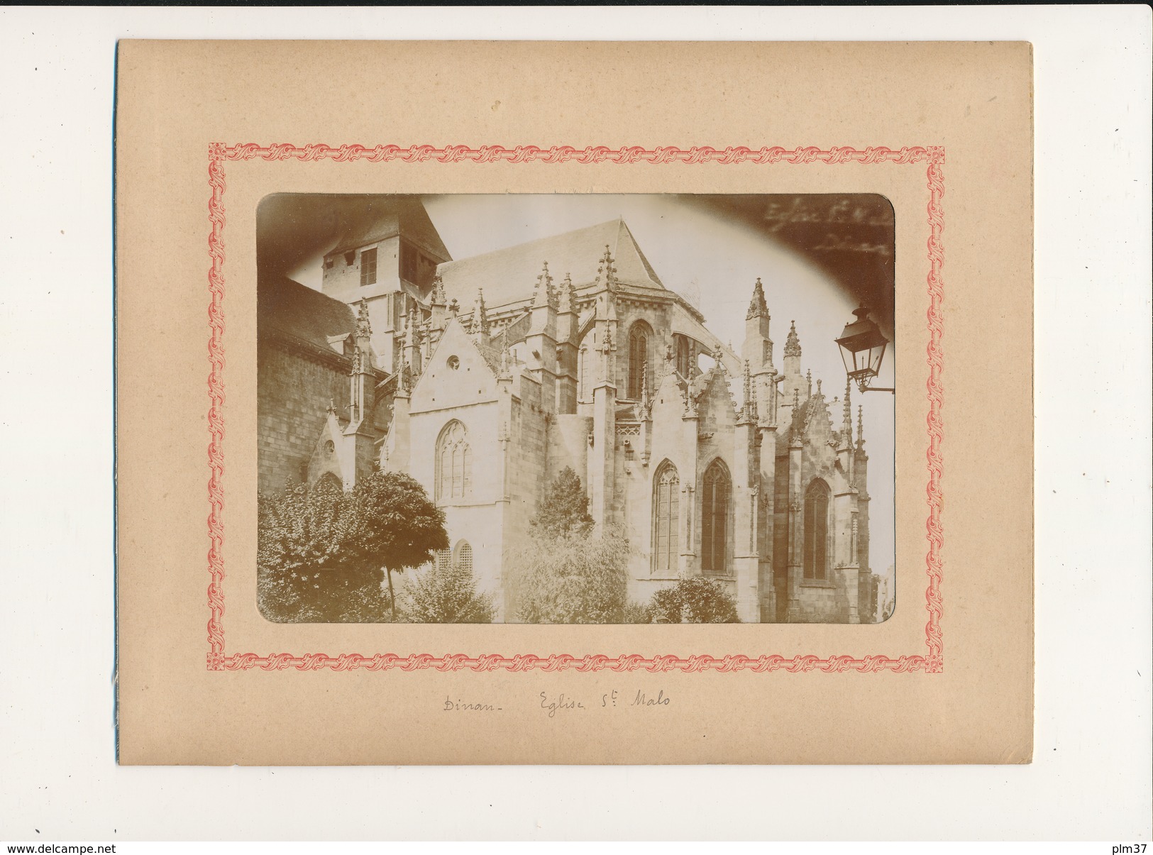DINAN , Eglise Saint Malo - Photo Glissée Dans Un Cadre Carton Légendé - 2 Scans - Antiche (ante 1900)