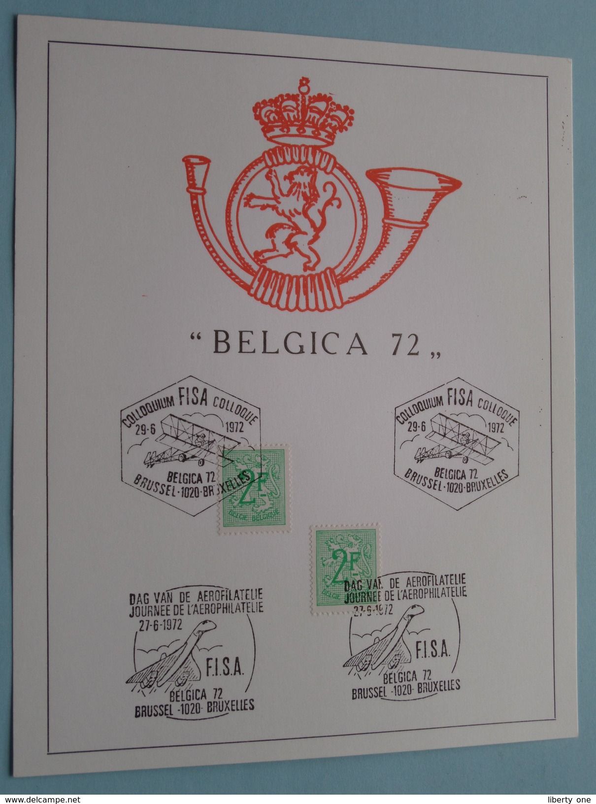 " BELGICA 72 " FISA Stamp 27 En 29-6-1972 Brussel ( Kaart 16 X 50 Cm. Zie/voir Foto Voor/pour Détails ) ! - 1971-1980