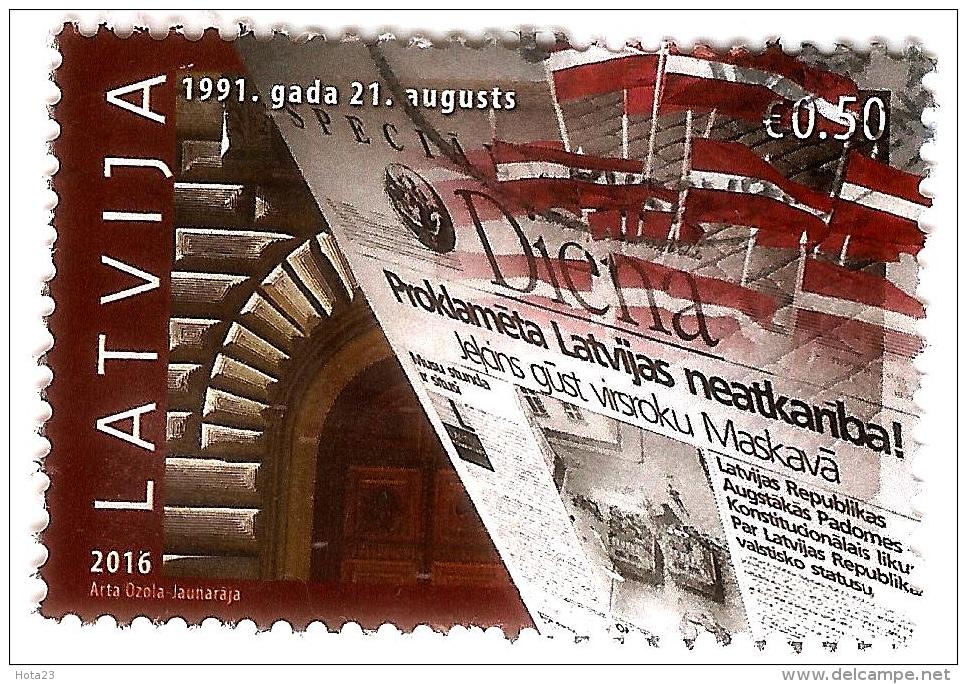 Latvia 2016 Act Of Independence  STAMP   LATVIAN FLAG  USED  (0) - Lettonie