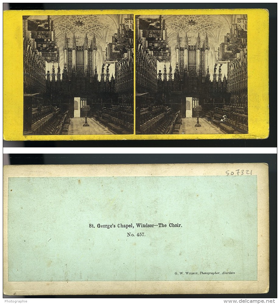 Royaume Uni Berkshire Windsor Chapelle St George Le Choeur Anciennne Photo Stereo GW Wilson 1865 - Stereoscopic