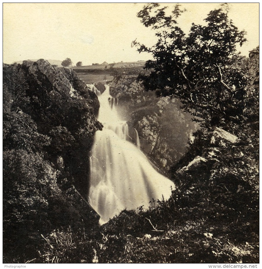 Pays De Galles Llanberis Chutes De Ceunant Mawr Anciennne Photo Stereo Bedford? 1865 - Fotos Estereoscópicas