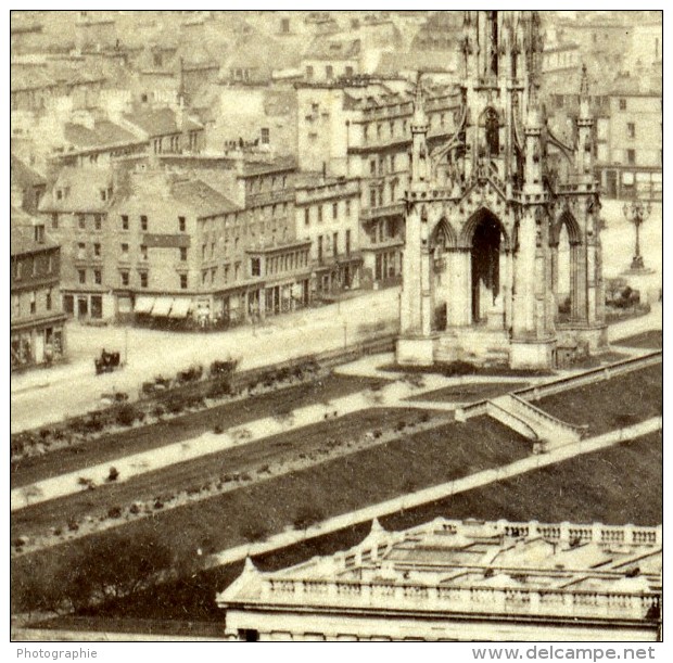 Royaume Uni Ecosse Edimbourg Vue Generale Depuis Le Château Anciennne Photo Stereo Burns 1865 - Stereoscopic