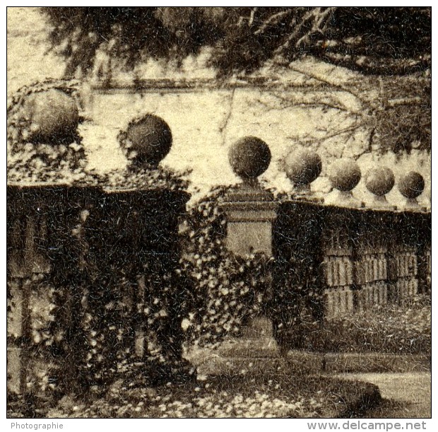 Royaume Uni Derbyshire Haddon Hall Jardins Promenade Anciennne Photo Stereo Petschler 1865 - Stereoscopic