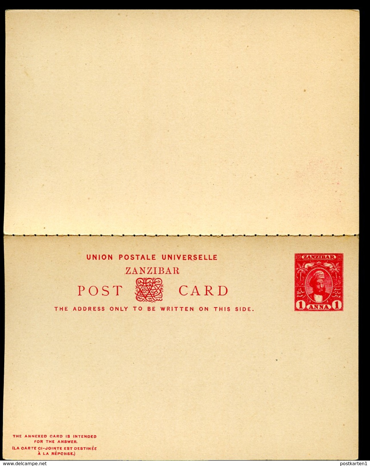 ZANZIBAR Postal Card With Reply #8 Mint Xf 1897 - Zanzibar (...-1963)