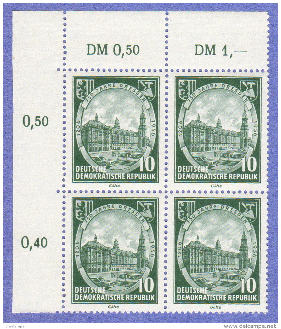 DDR SC #291-3 (set/3) MNH B4 1956 Dresden / 750th Anniv.  CV $7.80 (I) - Unused Stamps