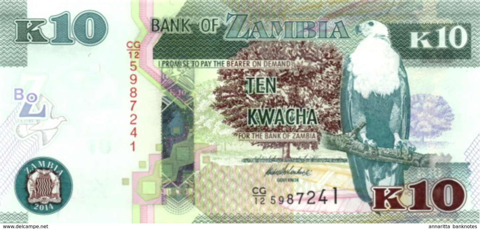 ZAMBIA 10 KWACHA 2014 P-51c UNC [ZM154c] - Zambia