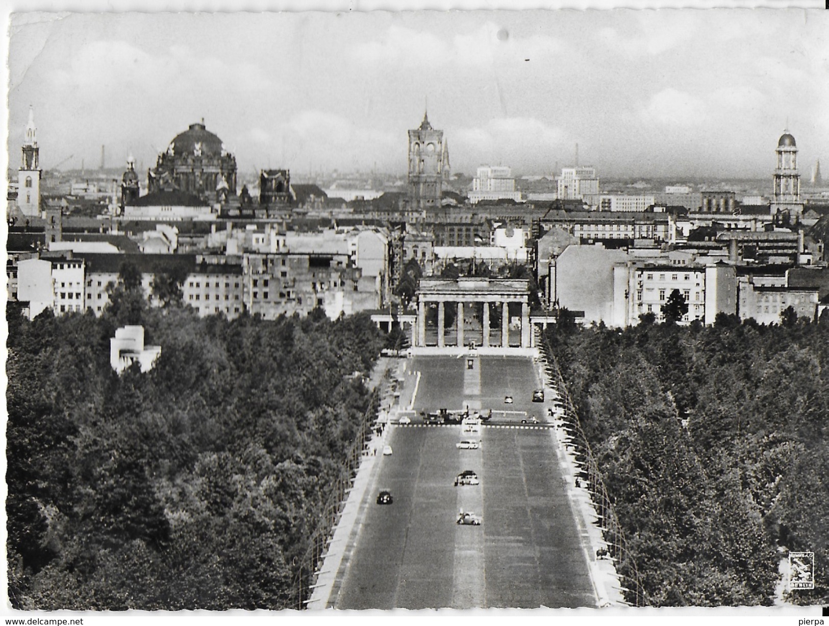 GERMANIA - BERLINO - PORTA DI BRANDEBURGO - VEDUTA AEREA - B/N ANNI 50 - VIAGGIATA 1962 - Porta Di Brandeburgo