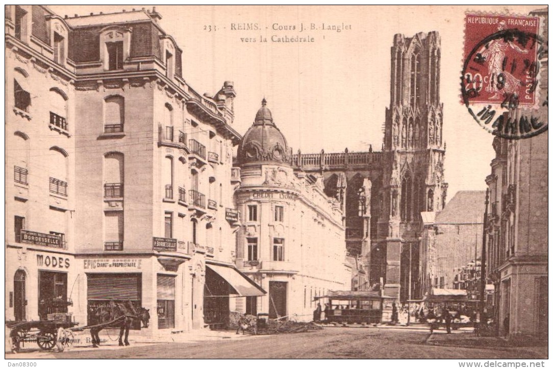 51 REIMS COURS J. B. LANGLET VERS LA CATHEDRALE - Reims