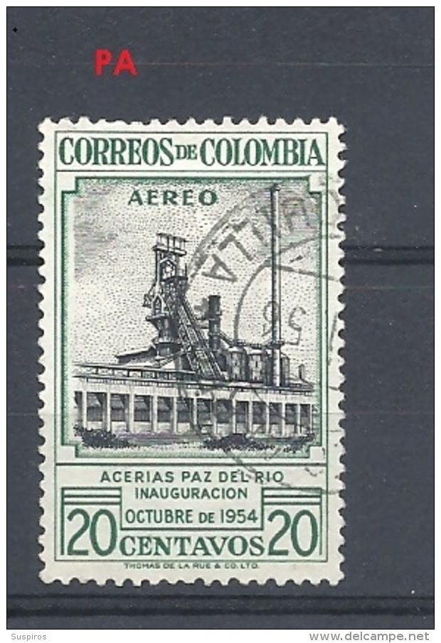 COLOMBIA 1954 Airmail - Inauguration Of Paz Del Rio Steel Plant   O USED - Colombie