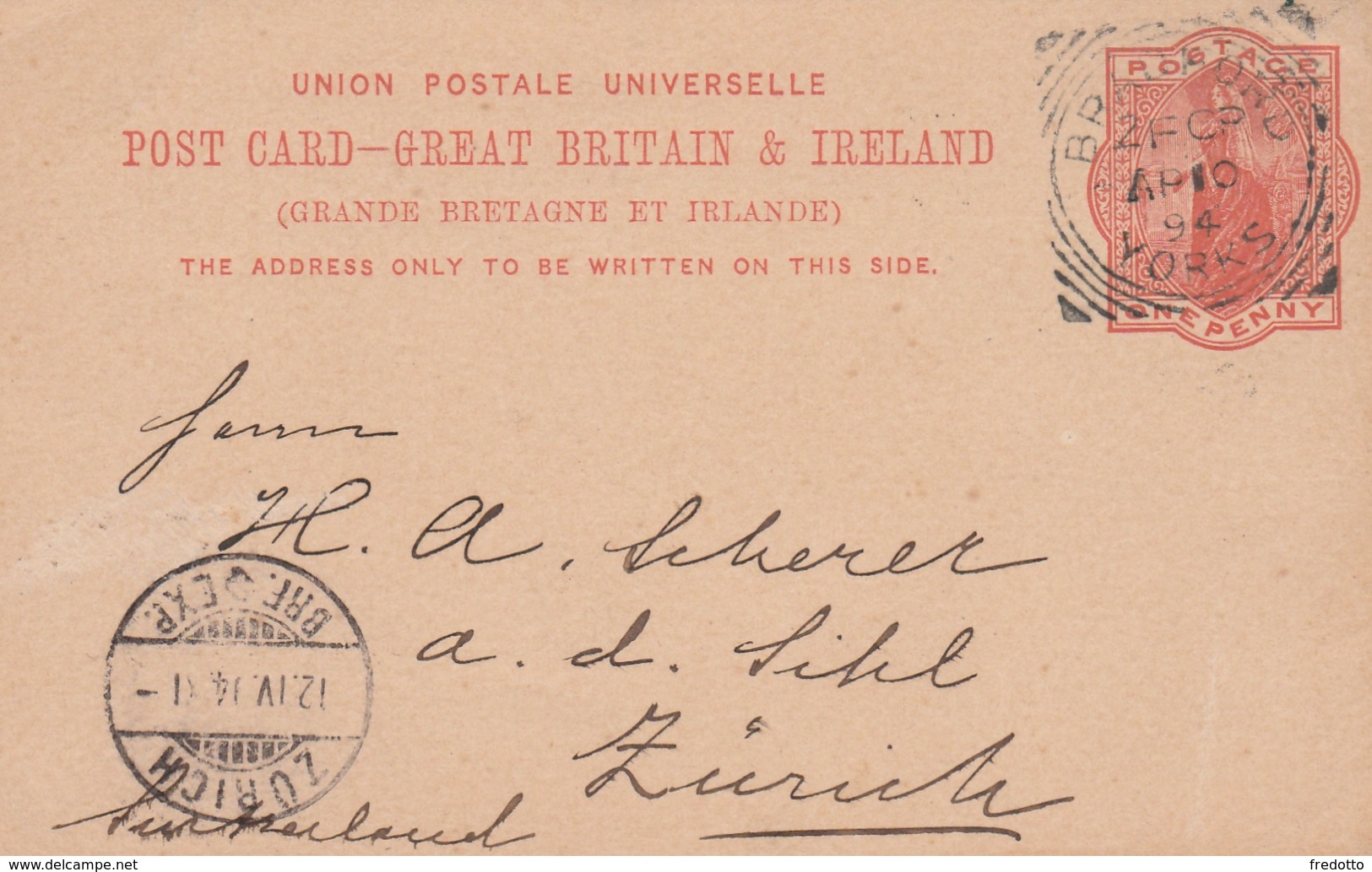Irland-Ganzsache 1904 In Die Schweiz - Interi Postali