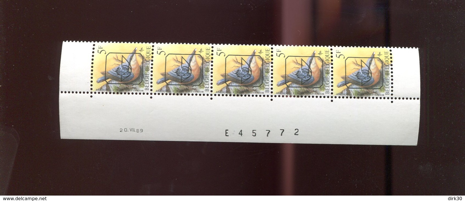 Belgie 2294 PRE826 Buzin Vogels Birds PREO 5Fr Datumstrook Bande Datée Paar 20/7/1989 - 1985-.. Oiseaux (Buzin)