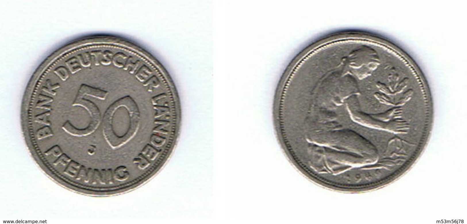 50 Pfennig Münze Deutschland - Prägestätte J (Hamburg) - 50 Pfennig