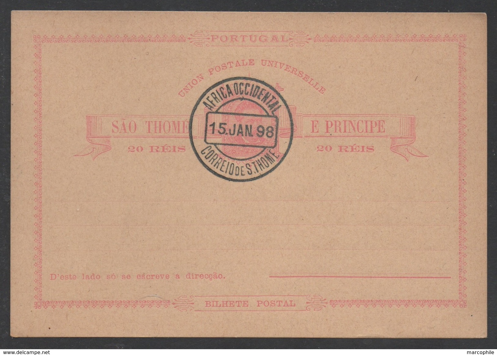 AFRICA OCCIDENTAL - SAO THOME / 1898 ENTIER POSTAL OBLITERE (ref 4782) - Africa Portuguesa