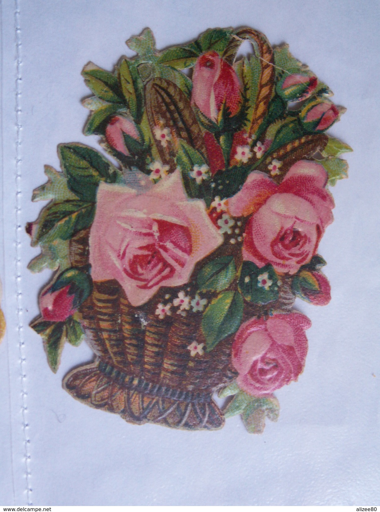 ""   DECOUPIS  GAUFRE  Panier De Roses ""  6,5 Cm - Fleurs