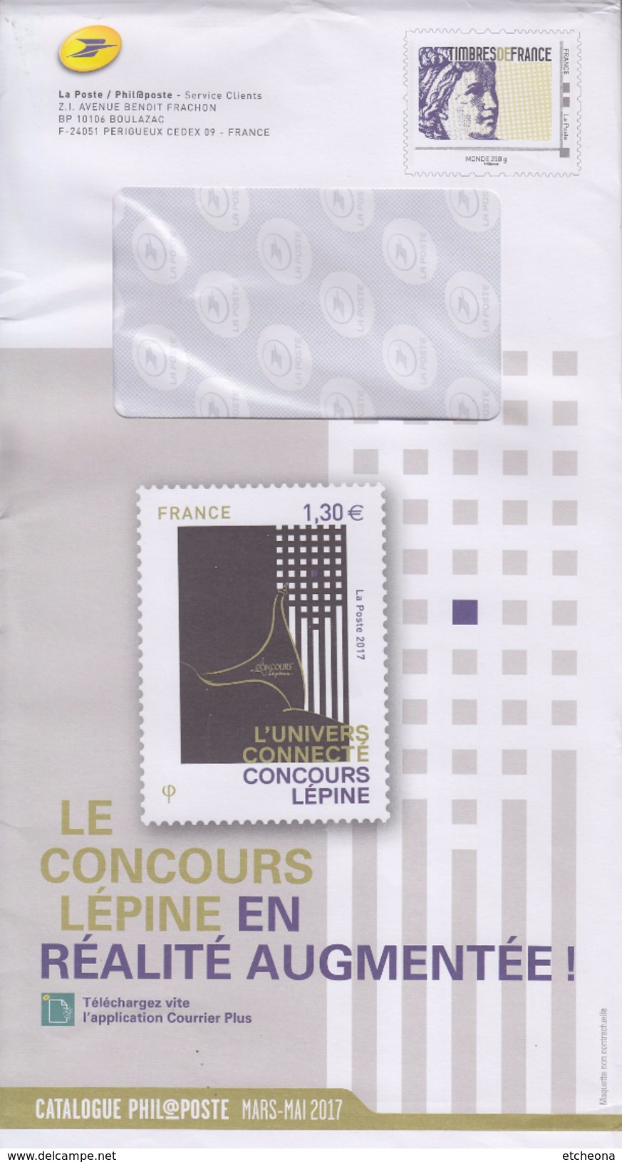 = Enveloppe Entier Monde 250g Catalogue Phil@poste Mars-Mai 2017 Le Concours Lépine En Réalité Augmentée - Pseudo-entiers Officiels