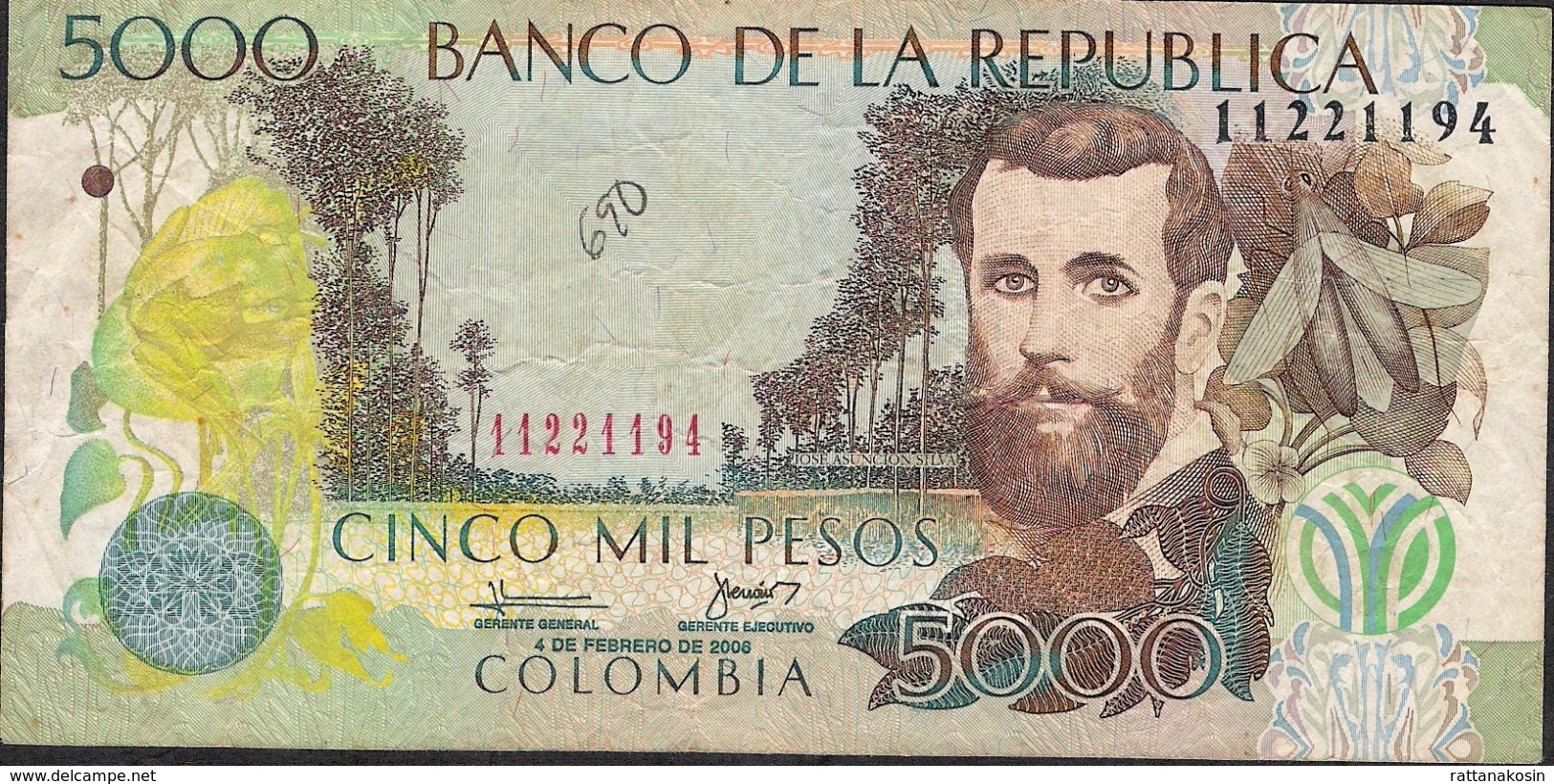 COLOMBIA  P452g   5000  PESOS   2006   FINE Folds  NO P.h. ! - Colombie