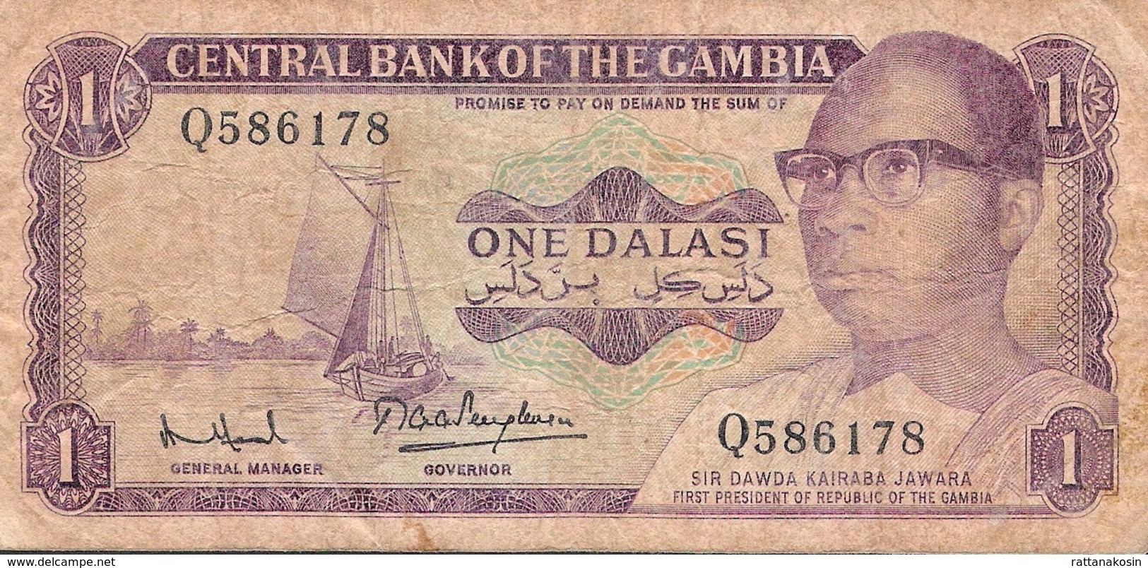 GAMBIA P4f 1 DALASI  1971 Signature 4  FINE  NO P.h. ! - Gambia