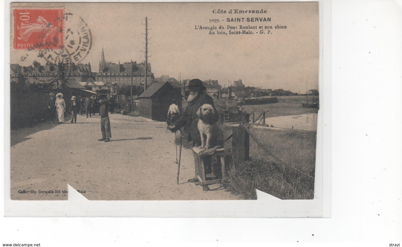 Côte Emeraude - SAINT-SERVAN - L'Aveugle Du Pont Roulant Et Son Chien (carte Abimée, Coupée Dans Le Bas 2 Endroits) - Autres & Non Classés