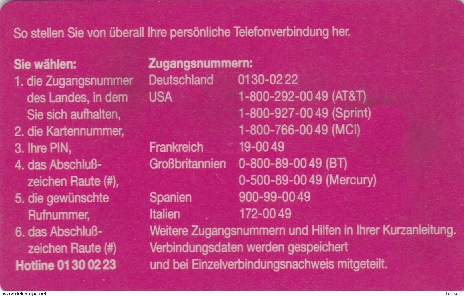 Germany, T-C-01.01, Card Number 611, Telekom - T-Card Personalisiert (-T- Weltkugel), 2 Scans. - Other & Unclassified