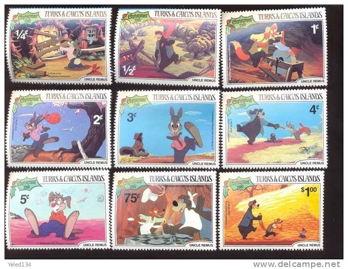 #  S-716  MINT NEVER HINGED SET OF STAMPS OF DISNEY ; CHRISTMAS , UNCLE REMUS ;   ( TURKS & CAICOS   496-504 - Disney