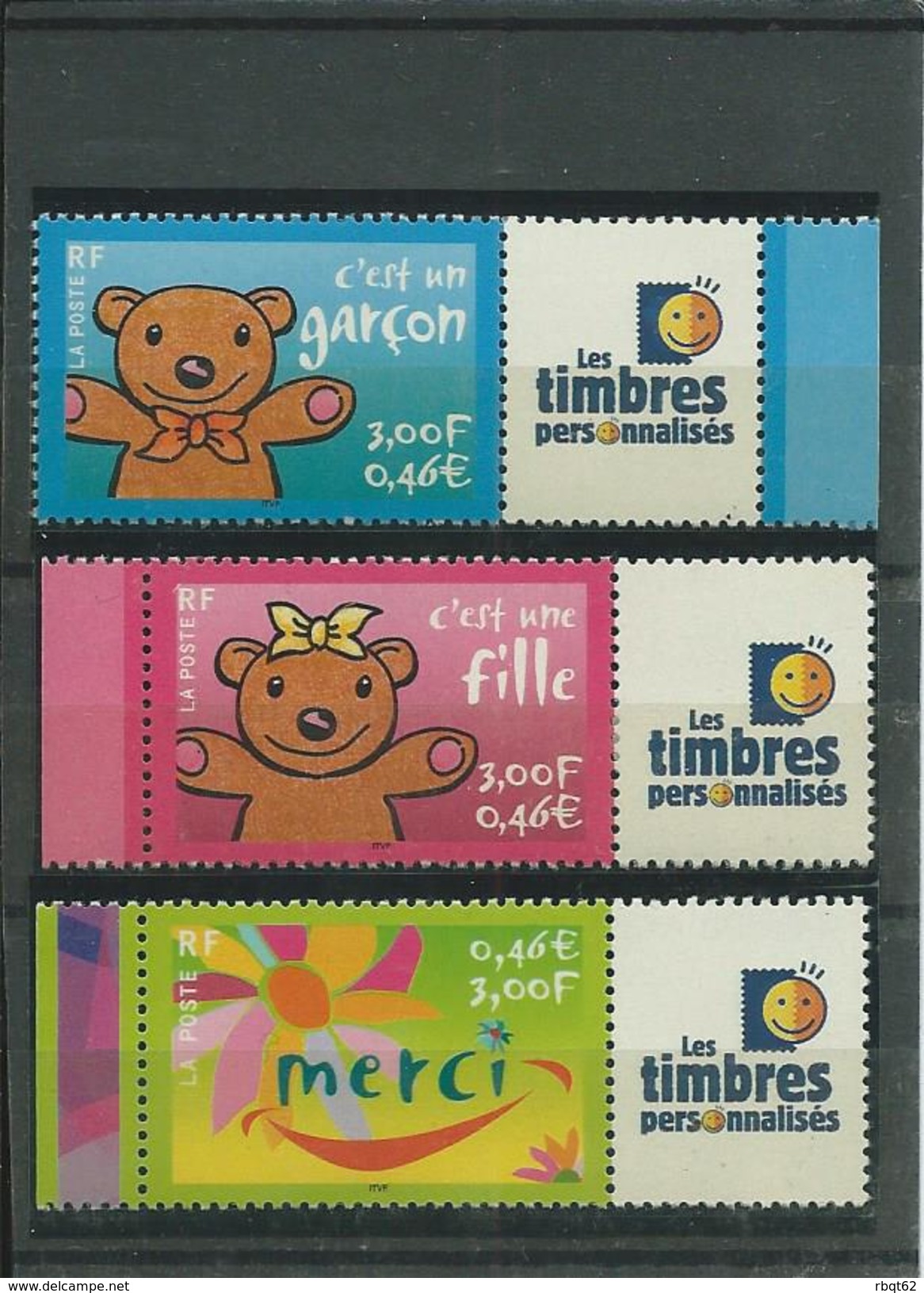 FRANCE - ANNEE 2001 - Les 3 Timbres Personnalisés "Les Timbres Personnalisés" De L'année. - Andere & Zonder Classificatie