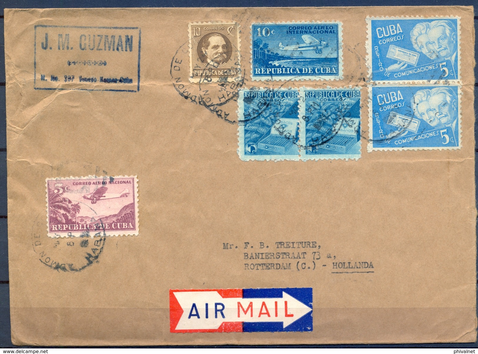 CUBA , LA HABANA - ROTTERDAM , SOBRE CIRCULADO , CORREO AÉREO - Briefe U. Dokumente