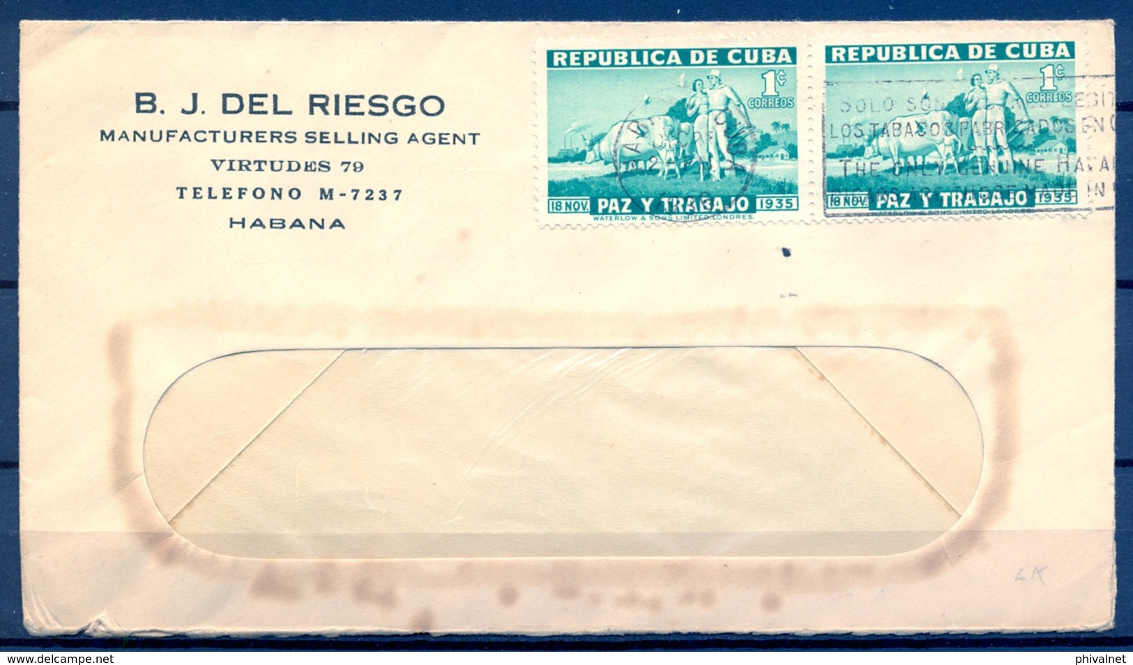 1936 , CUBA , SOBRE CIRCULADO DESDE LA HABANA , YV. 231 X 2 , CENTENARIO DEL GRAL. MAXIMO GOMEZ - Covers & Documents