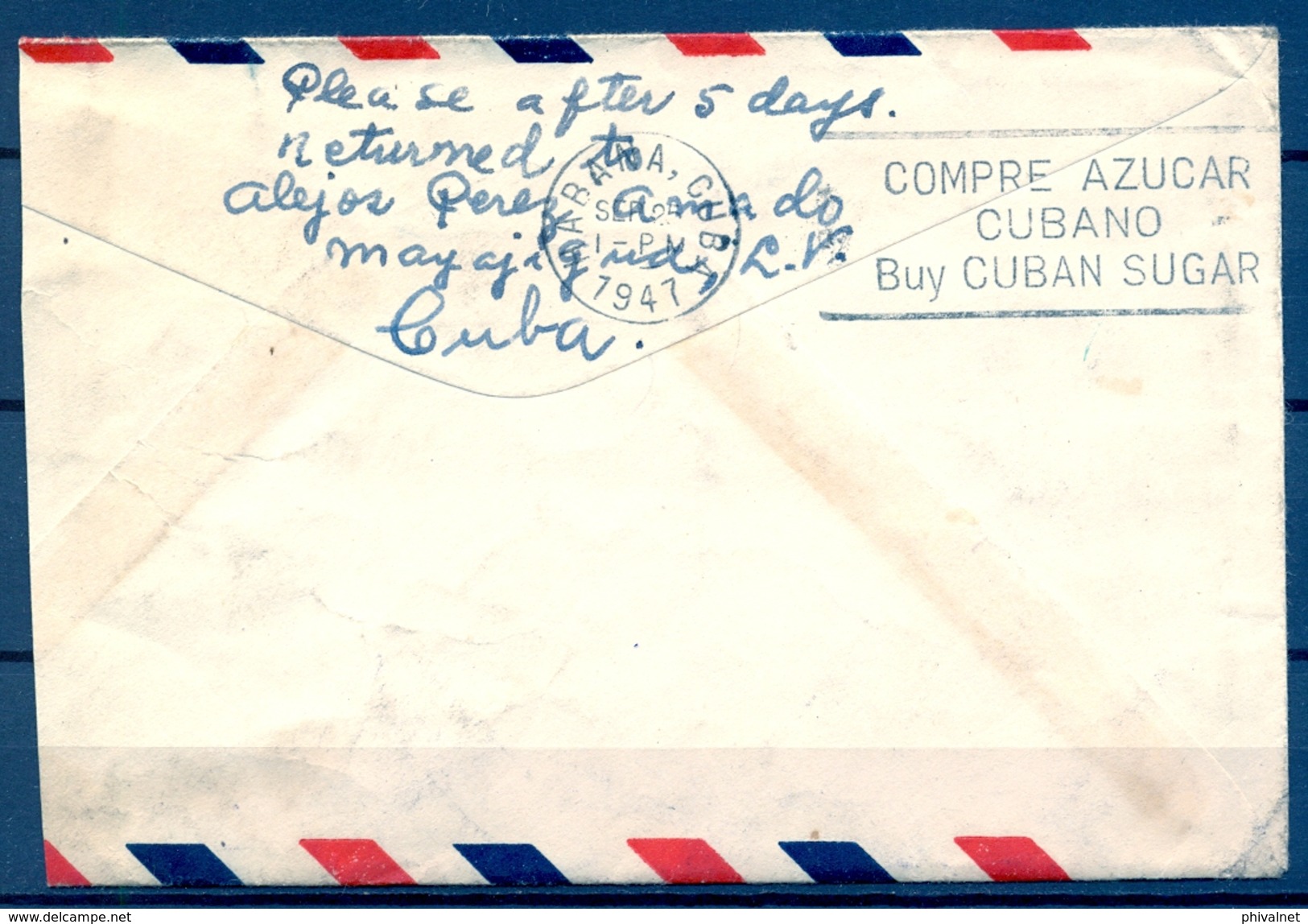 1947 , CUBA , SOBRE CIRCULADO ENTRE MAYAJIGUA Y NUEVA YORK , CORREO AÉREO , YV. 257 , 259 , TABACO CUBANO - Brieven En Documenten