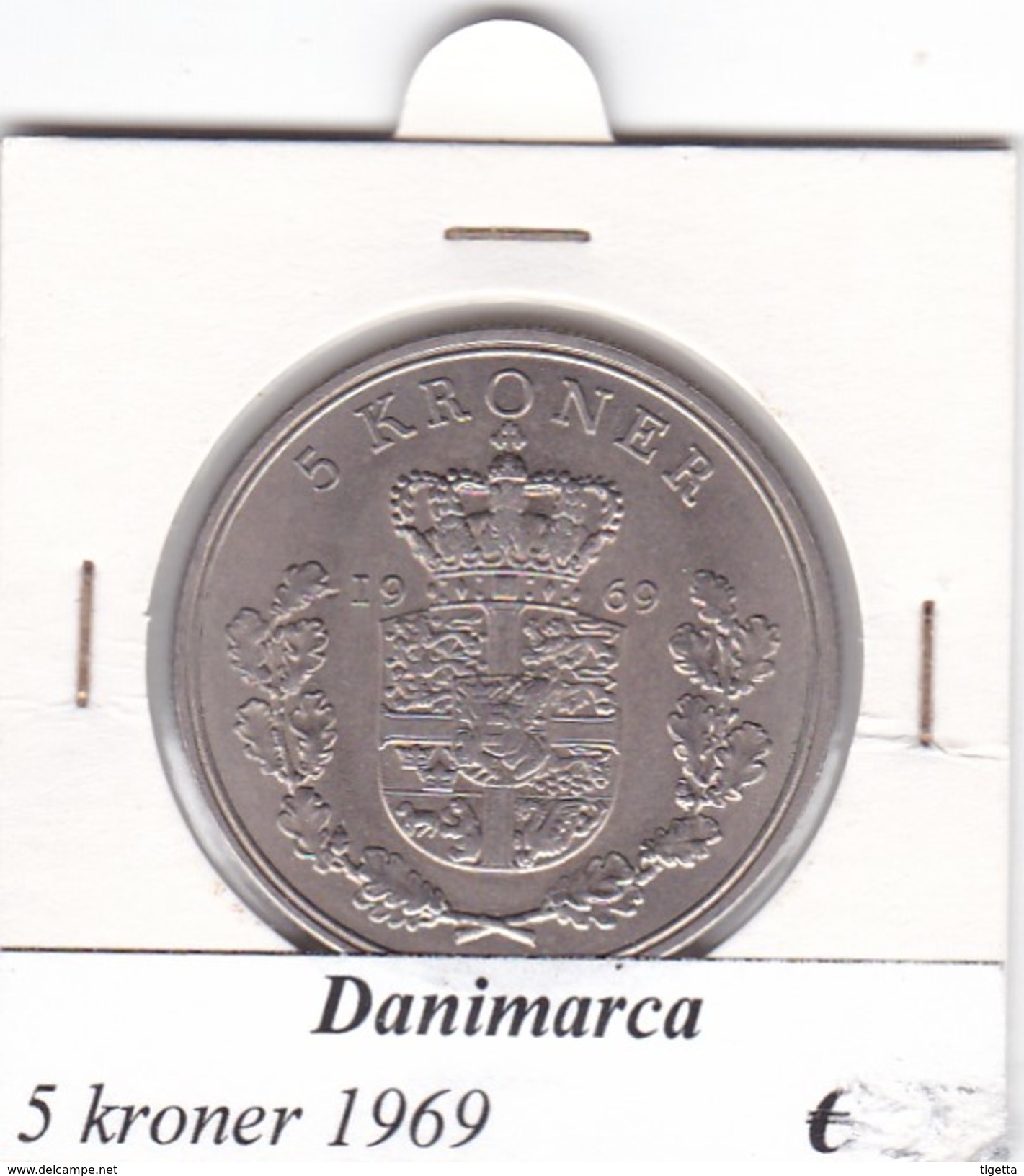 DANIMARCA   5  KRONER  1969 (2)  COME DA FOTO - Danimarca