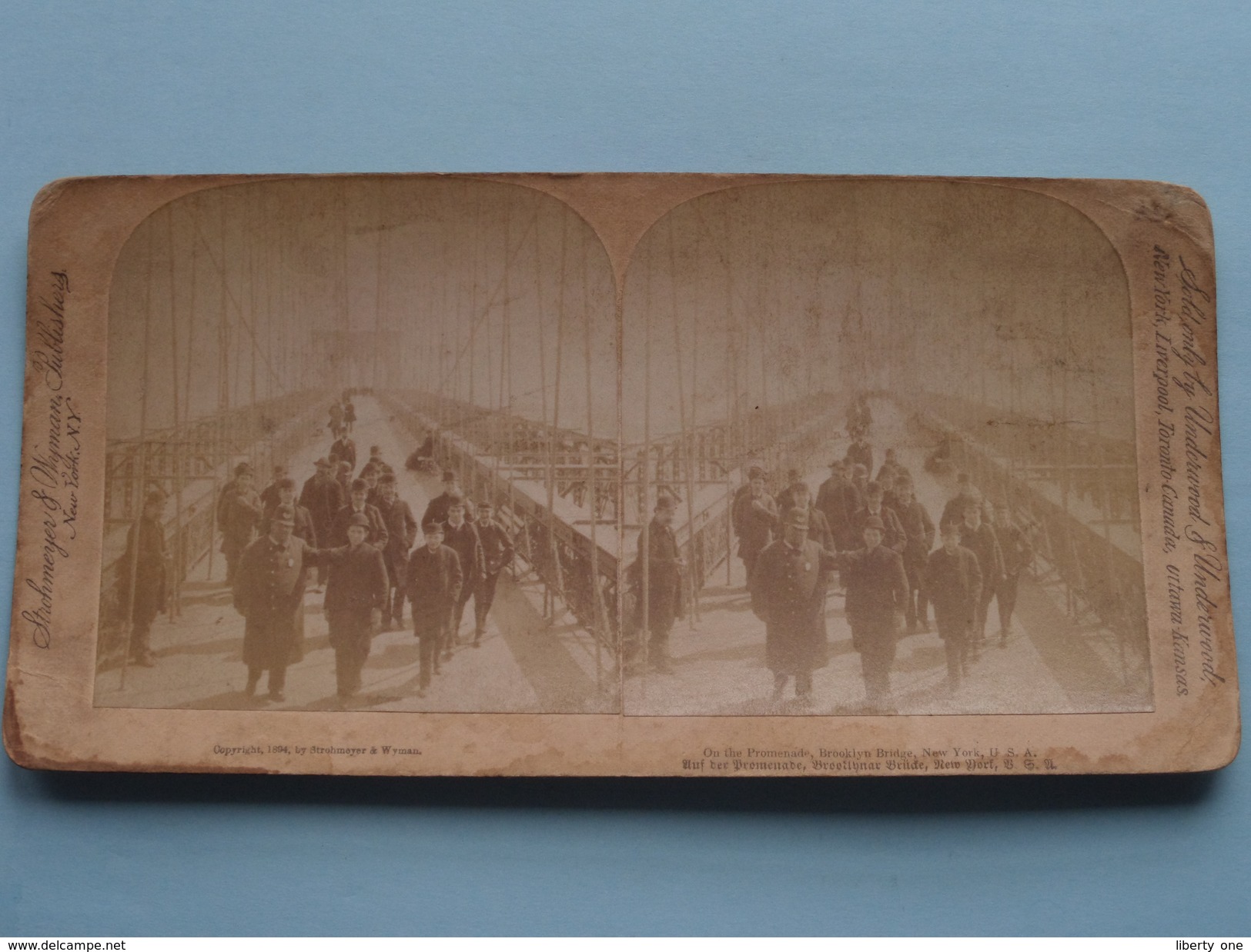 On The Promenade, BROOKLYN BRIDGE New York U.S.A. ( Copyright 1894 Strohmeyer / Underwood - Voir Photo Pour Detail ) ! - Stereoscopic