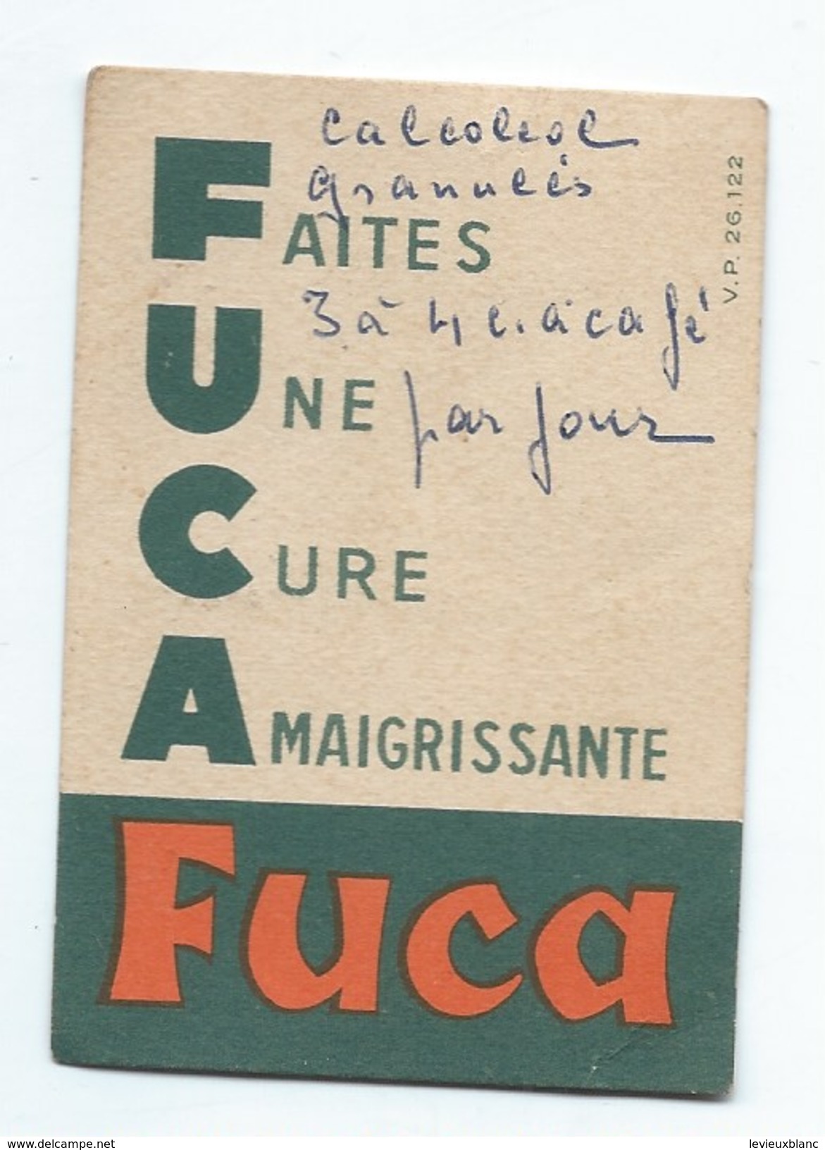 Cure D'amaigrissement/ FUCA/ Carte De Pesée/ "Faites Une Cure Amaigrissante FUCA"/ 1954-55   VPN81 - Autres & Non Classés