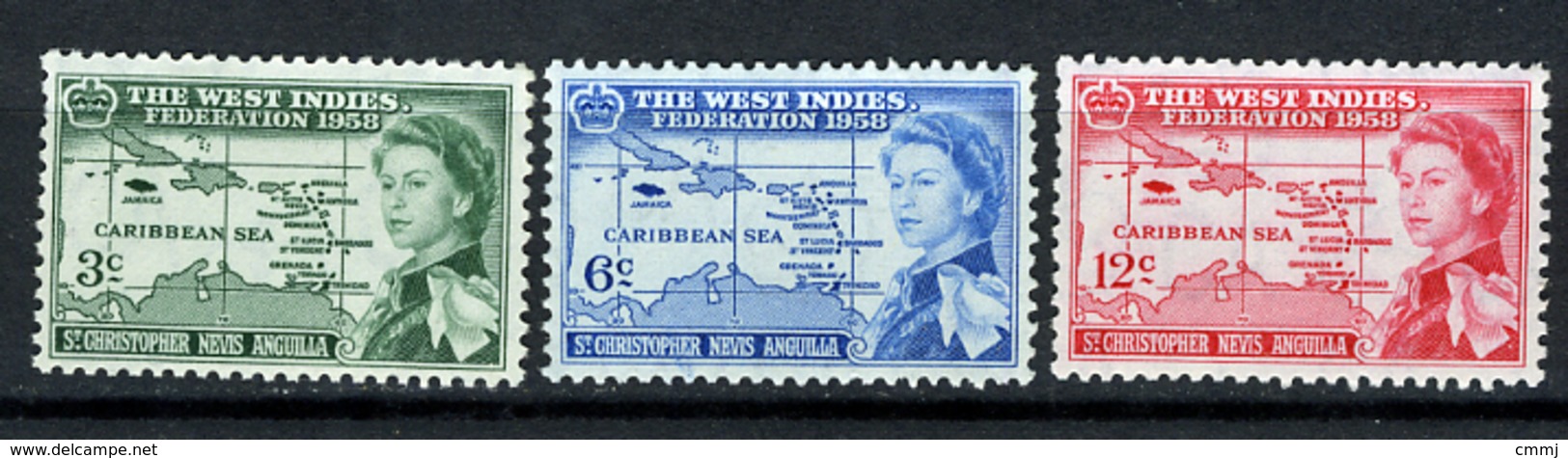 1958 - ST. CHRISTOPHER, NEVIS & ANGUILLA  - Mi. Nr. 129/131 - NH - (CW2427.38) - St.Kitts E Nevis ( 1983-...)