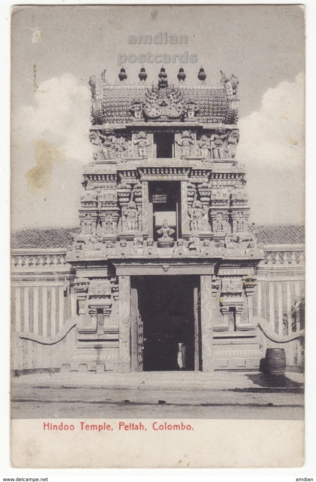 CEYLON Hindu Temple, Pettah Colombo, Sculpture Art Decoration, C1910s Old Vintage Postcard - CEYLAN - SRI LANKA - Sri Lanka (Ceylon)