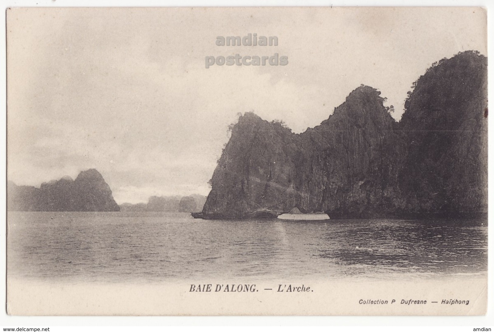 VIETNAM HA LONG BAY ROCK ARCH C1910s Old Vintage French Indochina Postcard - UNESCO Heritage Site - Vietnam