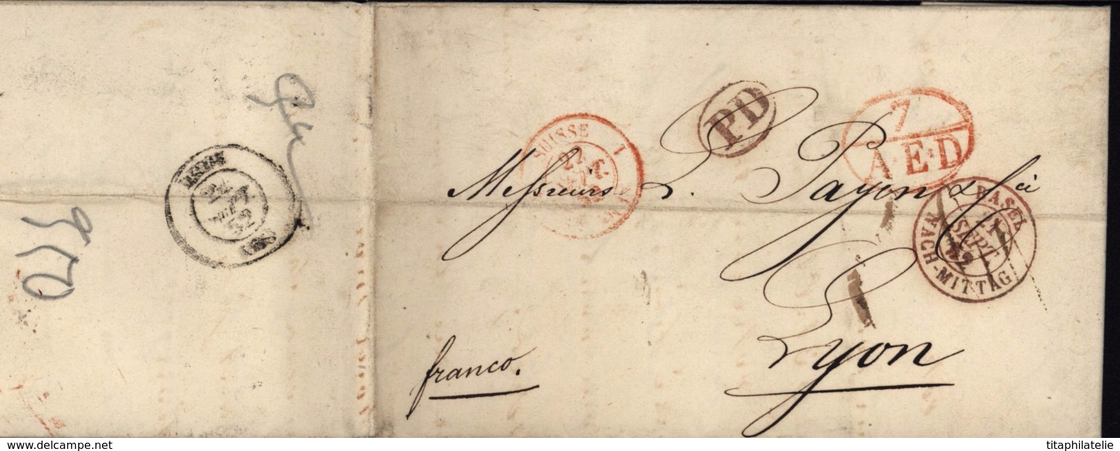 Suisse Bale Entrée Basel Nach Mittag Suisse 1 Avis De Décès 1852 - ...-1845 Prephilately