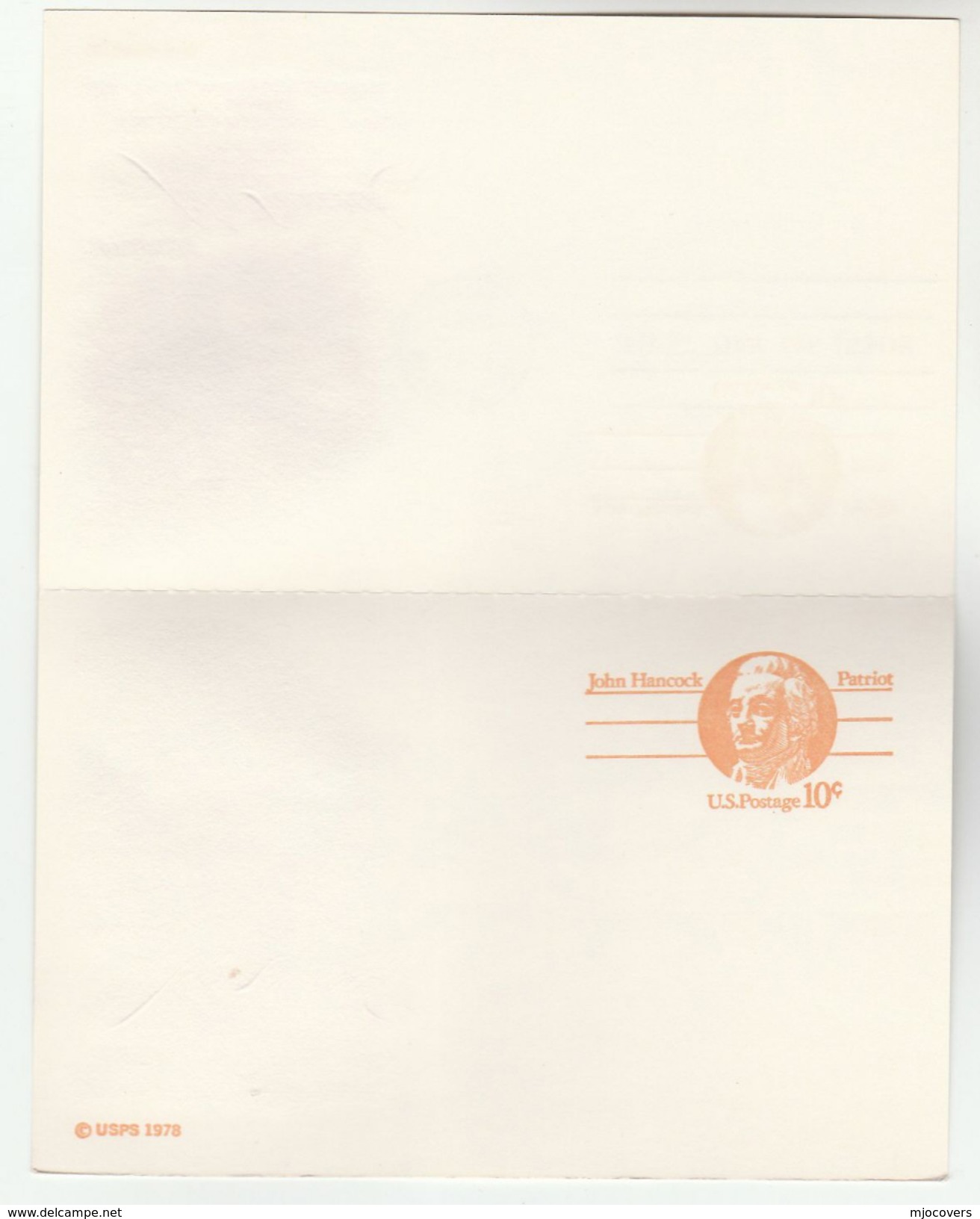 1978 Quincy Ma USA 10+10c REPLY Postal STATIONERY CARD Illus JOHN HANCOCK Fdc Stamps Cover - 1961-80