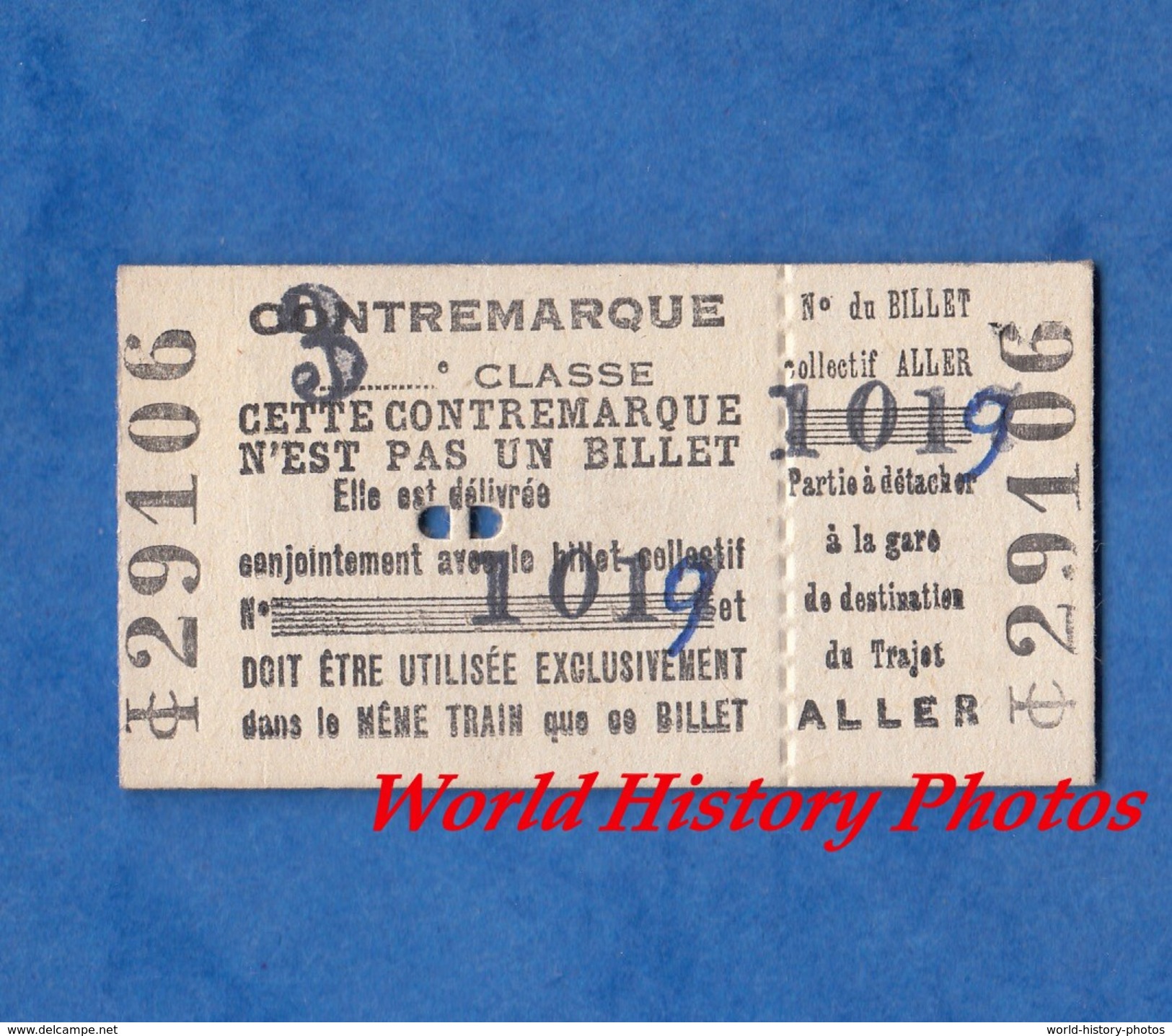 Ticket De Train / Contremarque 3e Classe - Billet Aller - 9 Aout 1955 - Chemin De Fer SNCF ? RATP ? - Autres & Non Classés