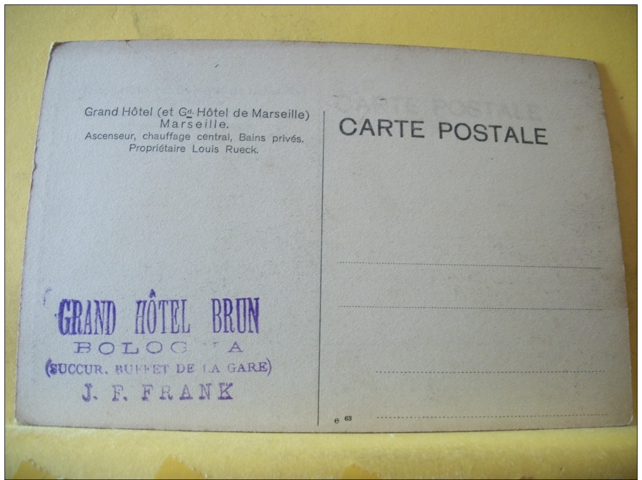 B5 1513 - 13 MARSEILLE - GRAND HOTEL (ET Gd HOTEL DE MARSEILLE) - PROPRIETAIRE LOUIS RUECK - ANIMATION TRAMWAYS - Unclassified