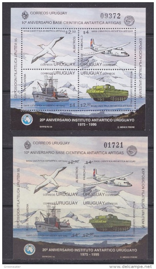 Uruguay 1995 Antarctic Base Artigas M/s Perforated + IMPERFORATED ** Mnh (30993) - Uruguay