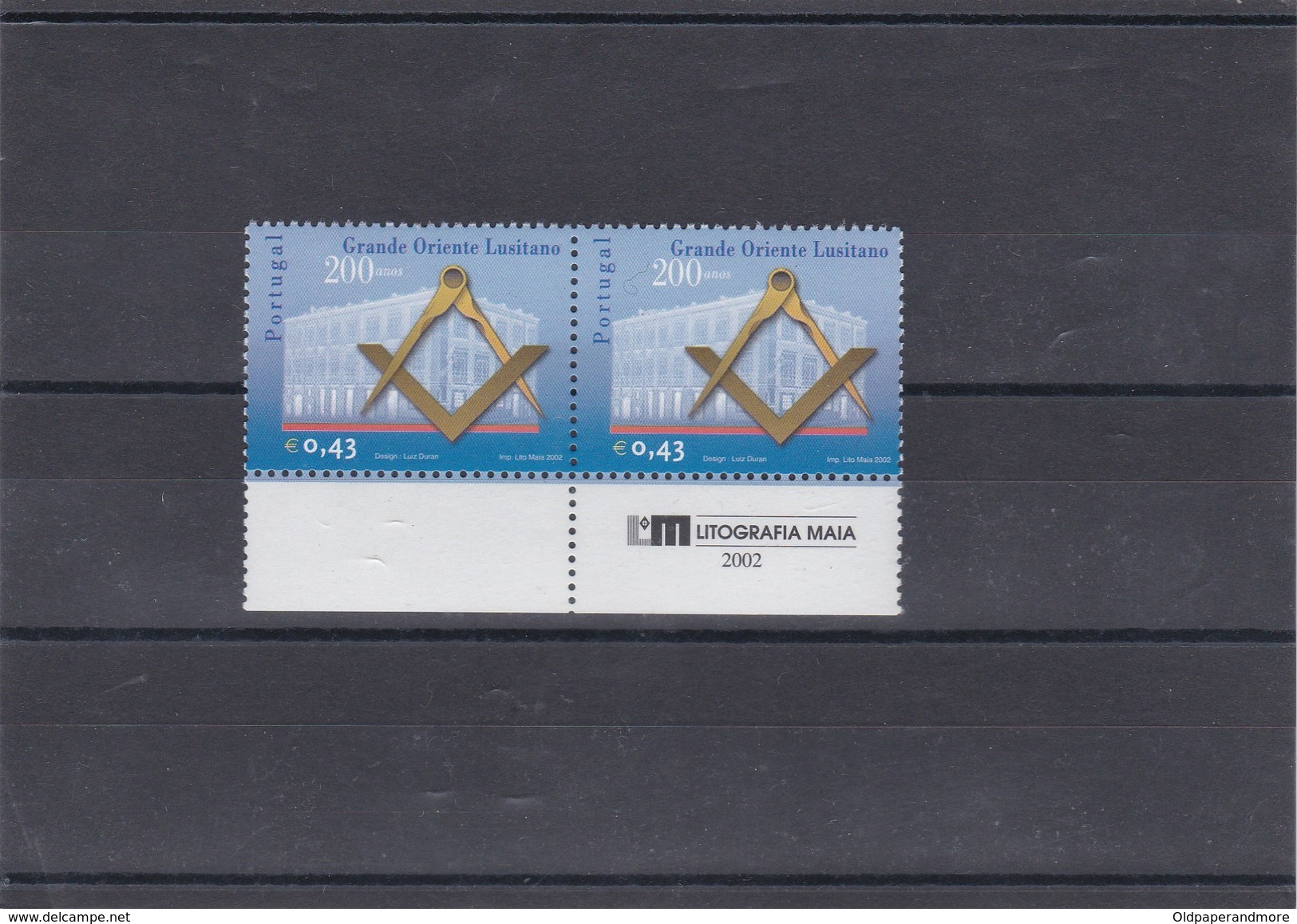 PORTUGAL STAMPS MNH 2002 - 200 ANOS GRANDE ORIENTE LUSITANO - X2 - MASONRY , MASONIC - Neufs